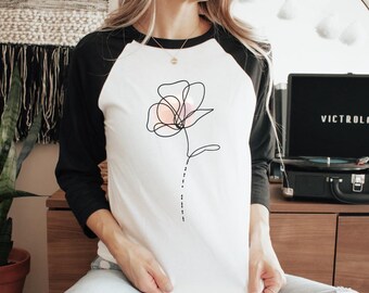 Camiseta de béisbol unisex con mensaje oculto en forma de tallo de flor en código Morse de Trump, regalo feminista de resistencia anti-Maga, talla pequeña