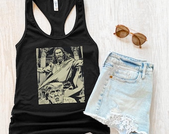 Funny Jesus Whipping Trump Women's Tank Top, Liberal Resistance Feminist Racerback, Real Christian Shirt, Angry Jesus Is Anti-Trump