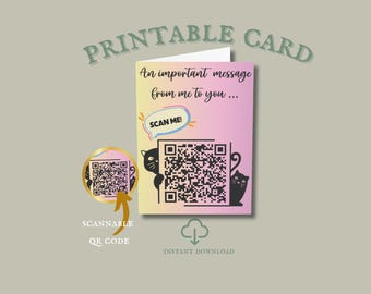 Tarjeta anti-Trump con código QR FDT imprimible, tarjeta PDF imprimible, divertida tarjeta de felicitación Fuck Trump, descarga instantánea, tarjeta de resistencia