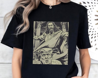 Funny Anti Trump Jesus Angry Tee, Anti Maga Gift Ideas, Liberal Resistance Feminist, Real Christian Shirt, Jesus Whipping Trump In Temple