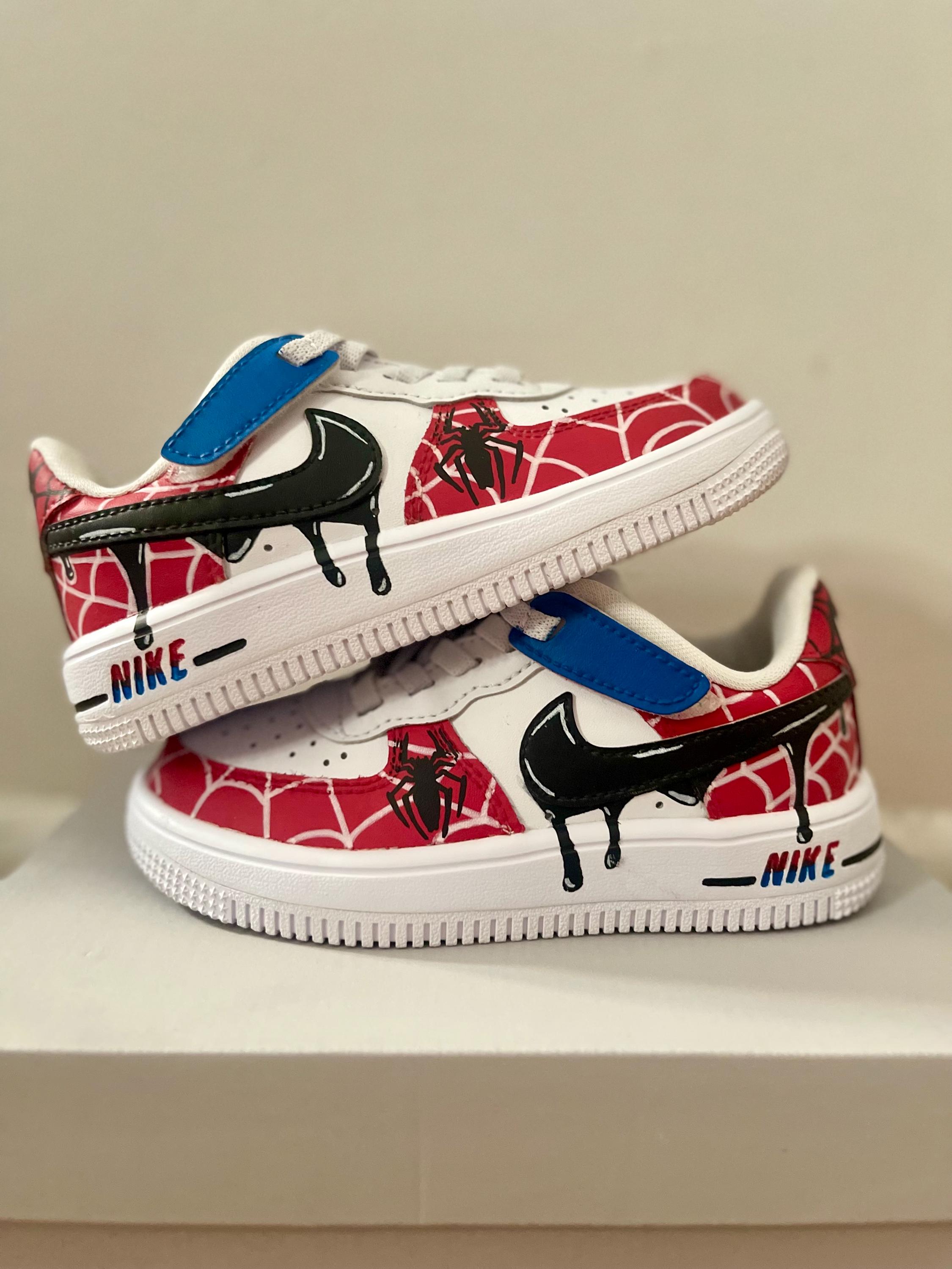 Custom Hand Painted Kid’s Spiderman Air Force 1 Shoes