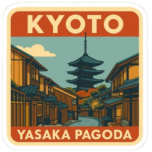 Kyoto Yasaka Pagoda Sticker Japan Travel Sticker for Scrapbook, Itinerary, Album, Laptop, Journal Sannenzaka Japan Souvenir Temple Gift