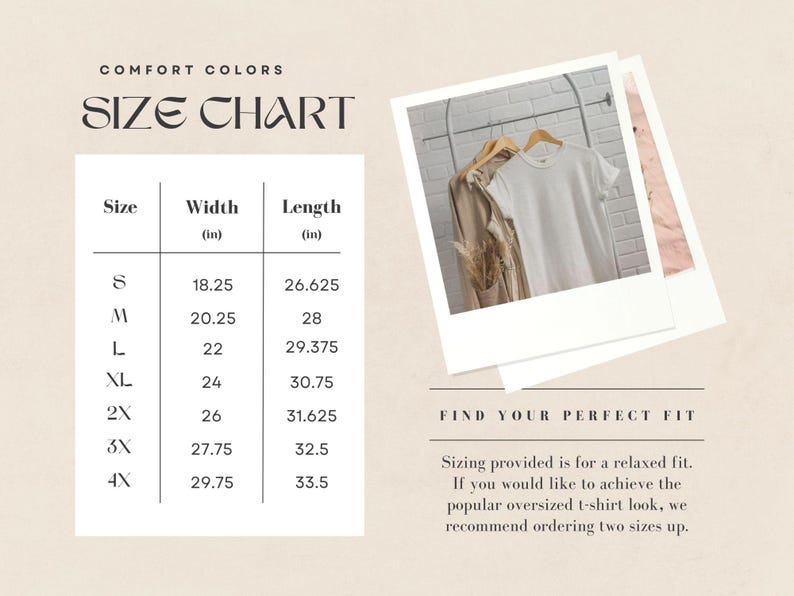 Tamago sando pocket t shirt size chart for unisex comfort colors tee