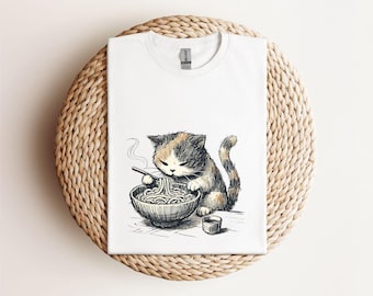 Ramen Cat Shirt, Funny Noodle Cat Tee, Gift for Cat Lovers