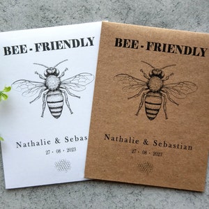 Bustina di semi amica delle api personalizzata per bomboniere di nozze, bustina di semi di fiori di campo personalizzata, bustina di semi Meant To Bee, bomboniere di nozze con semi