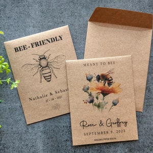 Meant To Bee wildflower seed packets For Wedding , Bee friendly seed Envelope favor for Party, Custom Wildflower Seed Packet, Wedding Favors