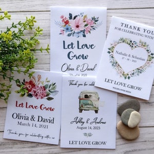 Bustine di semi personalizzate per bomboniere di nozze, Let Love Grow, 20 bustine di semi per bomboniere di nozze, bustina di semi di fiori di campo, bustina di semi per compleanni