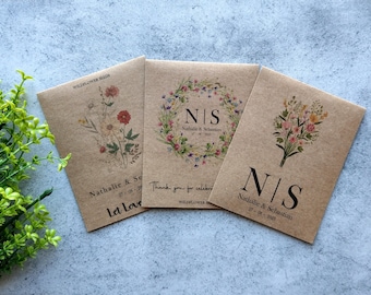 Custom seed packets for wedding favors, Personalized Wildflower Seeds Floral Packets, Eco-Friendly Favors, Favors For Guest in Bulk