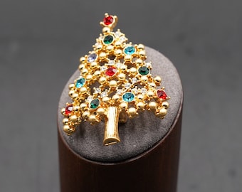 Exquisite Czech Gemstone Holiday Brooch Pin Statement Gift