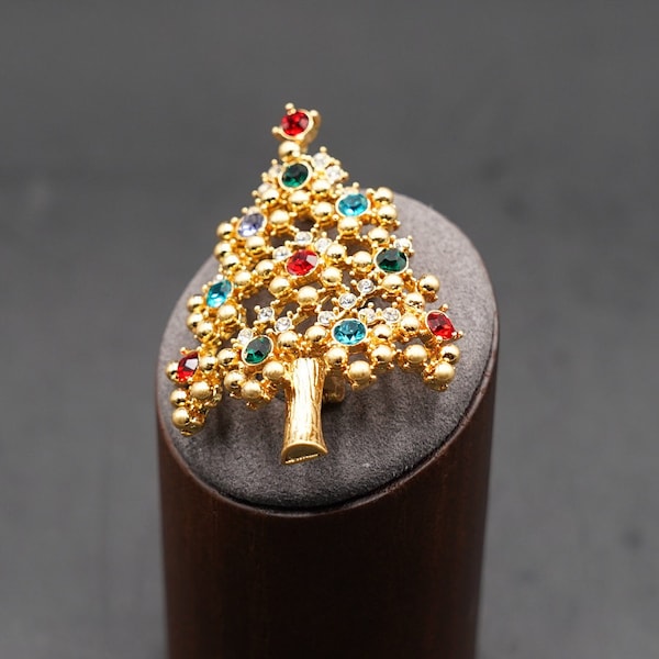 Vintage Brooch  Czech Gemstone Jewelry Festive Accessory Holiday Brooch Colorful Jewelry Elegant Gift Fashion Brooch Christmas tree Brooch