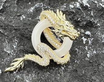 Broche de dragón/Joyería mitológica/Pin vintage elegante/Broche llamativo/Pin con motivo de dragón/Joyería mitológica/Joyería de dragón