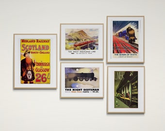 Vintage Scottish Posters,Relive the Golden Age of Rail Travel, Queen of the Scots:Timeless Elegance on Rails, Scotland Railway, Scottish Art