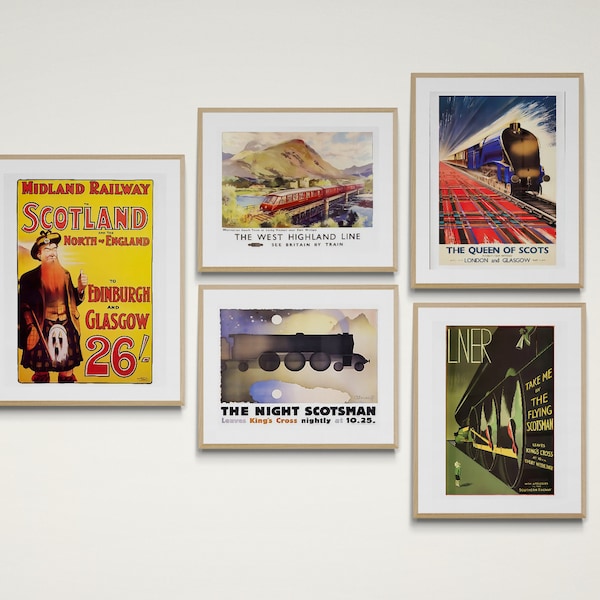 Vintage Scottish Posters,Relive the Golden Age of Rail Travel, Queen of the Scots:Timeless Elegance on Rails, Scotland Railway, Scottish Art