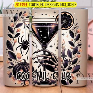 Cocktail Club 20oz skinny Tumbler sublimatie ontwerpsjablonen, rechte, png digitale download
