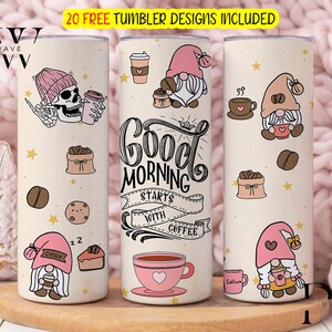 Gnome Tumbler Wrap, Whimsical Gnome Tumbler Wrap Png, Gnome Sublimation Designs, Gnome PNG Files included, Gnome Instant Download