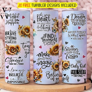 Positive Affirmations Tumbler Wrap Inspirational Tumbler Positive Quotes Tumbler Self Love 20Oz Skinny Tumbler PNG