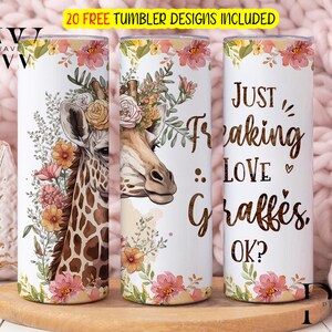 Eu simplesmente amo girafas Ok Tumbler Wrap Png, Giraffe Digital Download PNG, Giraffe Design Png, Giraffe sublimation designs