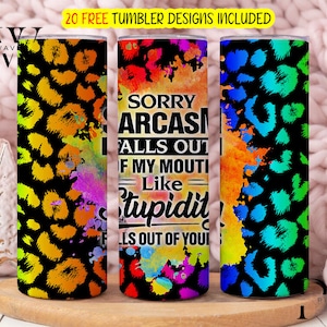 Sarcastische Tumbler Wrap Png, 20oz Skinny Tumbler Designs, grappige sarcastische citaten, digitale download, perfect voor sublimatieprojecten
