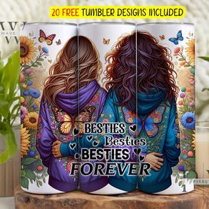 Besties Forever タンブラー ラップ png、 Besties Forever 20 オンス スキニー昇華デザイン、 Best Friends タンブラー PNG