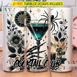 Cocktail Club 20oz skinny Tumbler sublimatie ontwerpsjablonen, rechte, png digitale download