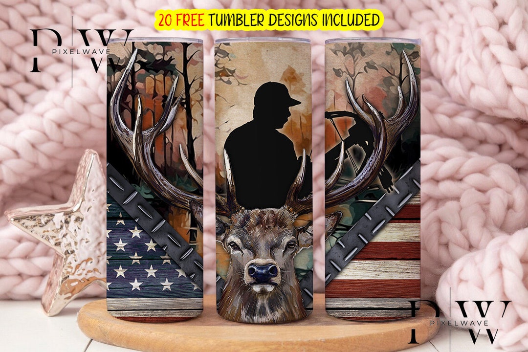 Deer in Forest 20 Oz Skinny Tumbler Sublimation, American Deer Hunting ...