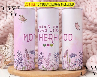 Mom Life Tumbler Png, Mother's Day Digital Sublimation design, Mom Digital Design, Positive Mom 20oz Skinny Tumbler, Mama  Floral Design Png