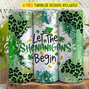 St. Patrick&#39;s Day Clover 20oz Tumbler Png, St. Patrick&#39;s Day Tumbler 20oz Png, Shamrock 20 oz Tumbler Wrap, Lucky 20 oz Skinny Tumbler Png