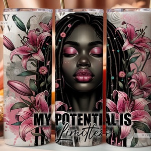 Sarkastisch Mein Potenzial ist grenzenlos 20 Unzen Skinny Sublimation Tumbler Design, motivierende Selbstliebe Tumbler Png, Wettbewerb Png Download