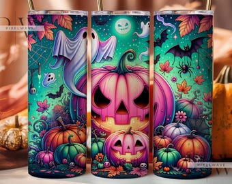 Spooky Pumpkin 20oz Skinny Tumbler, Halloween  Tumbler PNG,  Spooky Season Skinny Tumbler
