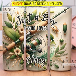Nur ein Junge, der liebt Angeln 20 Unzen Skinny Tumbler Sublimation Design Digital Download PNG