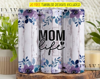 Mother's Day Tumbler Wrap 20 oz Skinny Sublimation, Mama Tumbler Png, Mom Tumbler Digital Download Png, Mom Tumbler Designs