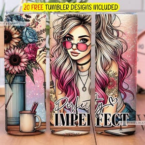 Emballage de gobelet parfaitement imparfait png, affirmation positive, design de gobelet à sublimation skinny 20 oz, design de gobelet pour femme bohème