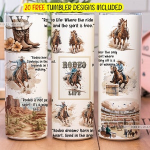 Rodeo Life Tumbler Wrap Sublimation Design, Western Rodeo Cowboys Gift for Men Horse Riding Lover Gift 20oz Skinny Tumbler PNG