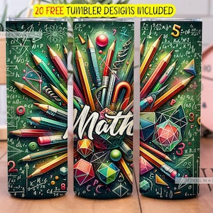 Matematyka Nauczyciel Kubek Owijka Projekt PNG 20oz Skinny Tumbler Sublimacja Wzory dla Prostego Stożkowego Tumbler Wrap PNG