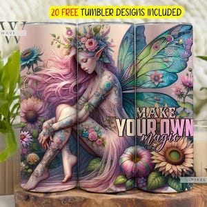 Machen Sie Ihren eigenen magischen 20 Unzen Skinny Tumbler Wrap, Sublimationsentwürfe für psychische Gesundheit, Motivations-Sonnenblumen Tumbler Wrap, digitaler Download