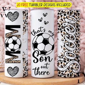 Fußball Mama Becher, Fußball Mama 20 Unzen Skinny Tumbler Design, Sport Fußball Tumbler Wrap PNG, Leopard Tumbler Png, Mama Tumbler Png