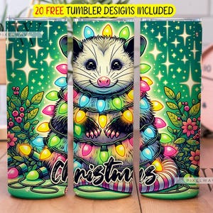 Envoltura para vaso de Navidad, vaso delgado de 20 oz, sublimación, descarga instantánea, PNG de sublimación, envoltura para vaso de zarigüeya