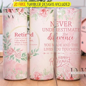 Glücklicher Ruhestand 20 Unzen Skinny Tumbler Wrap, PNG Tumbler Design, Sublimations Download