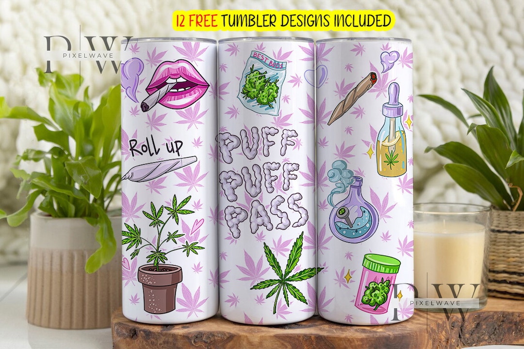 Version Weed Tumbler Wrap, Smoker Girl 20oz Skinny Tumbler