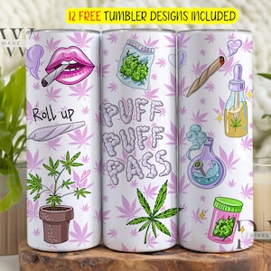 3 versie wietbeker wrap, Smoker Girl 20oz skinny beker wietontwerp, roze marihuana beker sublimatie, Weed 420 beker wrap