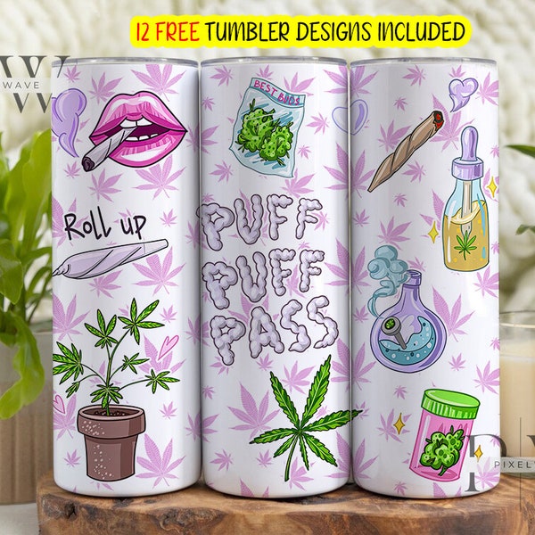 Weed Tumbler Wrap, Smoker Girl 20oz Skinny Tumbler Weed Design, Pink Marijuana Tumbler Sublimation, Weed 420 Tumbler Wrap