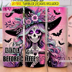 私は本物の魔女ですコーヒータンブラー、ハロウィンタンブラーラップ、ハロウィンの不気味な魔女タンブラーラップ