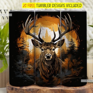 Deer Hunting Tumbler Wrap, Deer Hunting 20 oz SkinnyTumbler Sublimation Design, Deer Hunting Straight and Tapered Digital Download PNG
