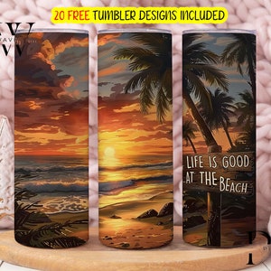 Life is better at beach Tumbler Wrap, Beach Tumbler Design, Summer Tumbler, Sublimation Tumbler Design Download - Skinny 20oz Tumbler Wrap