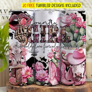 Country Girl Tumbler Wrap, Cowgirl 20 oz Skinny Sublimation Tumbler Design, Country Sublimation Design Png, Western Tumbler Png Downloads