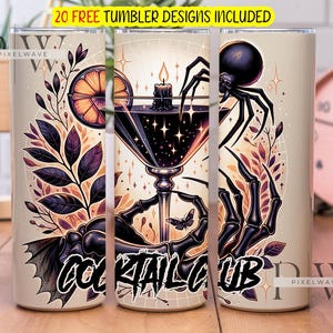 Cocktail Club 20oz skinny Tumbler sublimatie ontwerpsjablonen, rechte, png digitale download
