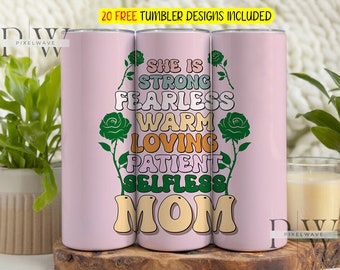 Mom Life Tumbler Png, Mother's Day Digital Sublimation design, Mom Digital Design, Positive Mom 20oz Skinny Tumbler, Mama  Floral Design Png