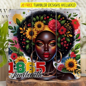 Black Women Affirmation Tumbler, Black Girl Tumbler, Inspirational Afro Sublimation Designs, Strong Women Wrap PNG