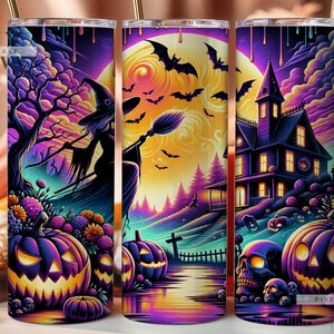 Halloween Castle Tumbler Wraps, Spooky Bats 20 oz Skinny Tumbler, Gothic Pumpkin Digital Download