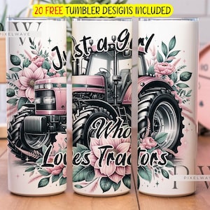 Juste une fille qui aime les tracteurs 20 oz d'emballage de verre PNG, téléchargement numérique instantané PNG, emballage de verre droit PNG